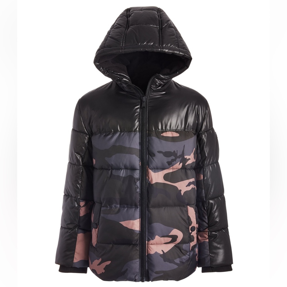 Michael Kors Big Boys Camo-Print Hooded Puffer Jacket Size XL (18/20) EUC
